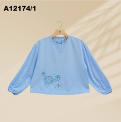 Áo Kiểu Linen Tay Dài Thêu Hoa - A12174/1