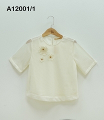 Áo Kiểu Lưới Thun Tay Lở Đính Hoa 3D - A12001/1