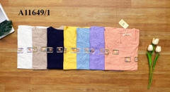Áo Kiểu Linen Wash Tay Ngắn Thêu Họa Tiết - A11649/1