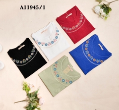 Áo Kiểu Xô Xốp Tay Dài Thêu Họa Tiết - A11945/1