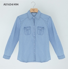 Áo Sơ Mi Jean Wash Tay Dài - A1654/494/498