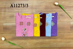 Áo Kiểu Lụa Hàn Tay Ngắn Thêu Họa Tiết - A11273/3