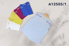 Áo Kiểu Linen Sát Nách Thêu Họa Tiết - A12505/1