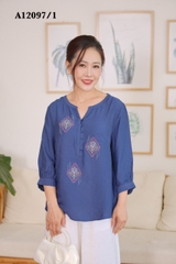 Áo Kiểu Lụa Hàn Tay Lở Thêu Họa Tiết - A12097/1