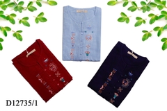 Đầm Thường Ngày Phom Suông Linen Maxi Thêu Họa Tiết - D12735/1