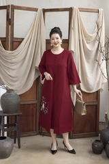 M COLLECTION | Đầm Thường Ngày Phuom Suong Lụa Dày Dài Qua Gối D13259LW01