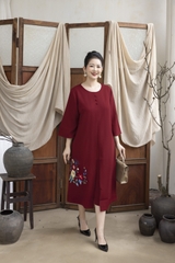 M COLLECTION | Đầm Thường Ngày Phuom Suong Lụa Dày Dài Qua Gối D13259LW01