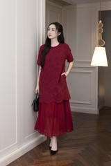 Váy Đầm Nữ Suông Maxi Xòe Tay Ngắn Cotton Thêu Hoa Tiệc Công Sở Thanh Lịch D13052LW01