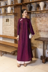 SWANLAKE | Áo Dài Tết Cách Tân Nữ Vải Gấm Cổ Trụ Tay Dài Rộng Dáng Suông Truyền Thống L13330LW01