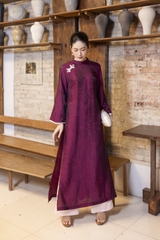 SWANLAKE | Áo Dài Tết Cách Tân Nữ Vải Gấm Cổ Trụ Tay Dài Rộng Dáng Suông Truyền Thống L13330LW01