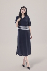 Váy Đầm Nữ Tay Ngắn Cổ Sơ Mi Vải Tơ Phối Ren Sọc Ngang Có Túi Công Dở Dạo Phố D13017LW01