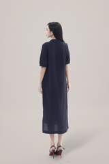 Váy Đầm Nữ Tay Ngắn Cổ Sơ Mi Vải Tơ Phối Ren Sọc Ngang Có Túi Công Dở Dạo Phố D13017LW01