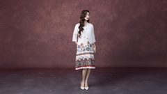 SWANLAKE | Váy Đầm Nữ Midi Tay Lỡ Cổ Sơ Mi Vải Lụa Dày In Hoa Có Túi Công Sở Dạo Phố D13263LW01