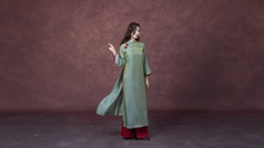 SWANLAKE | Áo Dài Tết Cách Tân Nữ Vải Gấm Cổ Trụ Tay Dài Rộng Dáng Suông Truyền Thống L13330LW01