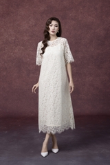 SWANLAKE | Đầm Tiệc Phuom Suông Ren Dài Qua Gối D13317LW01