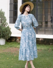 Đầm Thường Ngày Phom Chiết Eo Đũi Bông Maxi In - D11465/1
