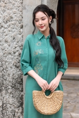 Đầm Thường Ngày Phom Suông Linen Maxi Thêu Họa Tiết - D11495/ 9