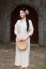 Đầm Thường Ngày Phom Suông Linen Maxi Thêu Họa Tiết - D11495/ 9