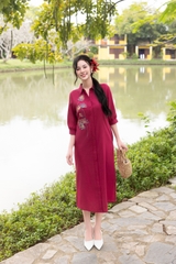 Đầm Thường Ngày Phom Suông Linen Maxi Thêu Họa Tiết - D11495/ 9