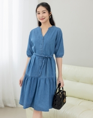 Đầm Thường Ngày Phom Suông Jean Wash Dài Qua Gối - D11609/1