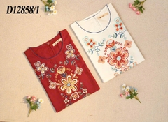 SWANLAKE | Váy Đầm Nữ Suông Vải Linen Cao Cấp Thêu Hoa Cổ Tròn Viền Tay Lỡ Có Túi Công Sở D12858W01