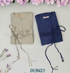 SWANLAKE | Váy Đầm Nữ Maxi Xếp Tầng Vải Tơ Cotton Trơn Cổ Tròn Cài Nút Dây Thắt Eo Công Sở D13042LW01