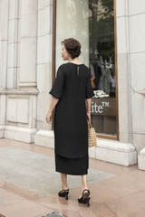 M Collection | Váy Đầm Trung Niên Tặng Mẹ Phom A Hai Lớp Cổ Tròn Tay Lỡ Chất Liệu Xốp Hàn Thêu Hoạ Tiết - D12311LW01