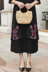 M Collection | Váy Đầm Trung Niên Tặng Mẹ Phom A Hai Lớp Cổ Tròn Tay Lỡ Chất Liệu Xốp Hàn Thêu Hoạ Tiết - D12311LW01