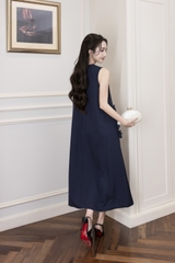 Váy Đầm Nữ Maxi Suông Sát Nách Cổ Tim Lụa Dày Đính Hoa 3D Sang Trọng Đi Tiệc - D12880LW01