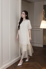 Váy Đầm Nữ Suông Maxi Xòe Tay Ngắn Cotton Thêu Hoa Tiệc Công Sở Thanh Lịch D13052LW01