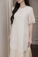 Váy Đầm Nữ Suông Maxi Xòe Tay Ngắn Cotton Thêu Hoa Tiệc Công Sở Thanh Lịch D13052LW01