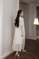 Váy Đầm Nữ Suông Maxi Xòe Tay Ngắn Cotton Thêu Hoa Tiệc Công Sở Thanh Lịch D13052LW01