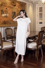 SWANLAKE | Váy Đầm Nữ Maxi Suông Linen Thêu Hoa Tay Hến Có Túi Xẻ Tà Khóa Kéo Tiệc Công Sở D12985LW01