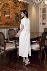 SWANLAKE | Váy Đầm Nữ Maxi Suông Linen Thêu Hoa Tay Hến Có Túi Xẻ Tà Khóa Kéo Tiệc Công Sở D12985LW01