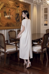 SWANLAKE | Váy Đầm Nữ Maxi Suông Linen Thêu Hoa Tay Hến Có Túi Xẻ Tà Khóa Kéo Tiệc Công Sở D12985LW01