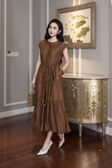 SWANLAKE | Váy Đầm Midi Tơ Cotton Có Cột Dây Chất Tơ Tay Hến D12971LW01