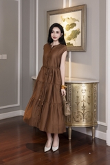 SWANLAKE | Váy Đầm Midi Tơ Cotton Có Cột Dây Chất Tơ Tay Hến D12971LW01