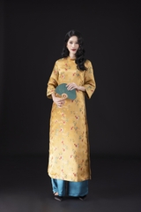 M COLLECTION | Áo Dài Tết Trung Niên Tặng Mẹ Vải Gấm Cao Cấp Cổ Trụ Dáng Suông Truyền Thống L13080LW01