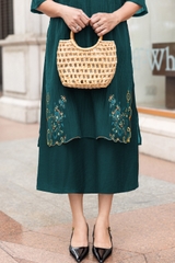 M Collection | Váy Đầm Trung Niên Tặng Mẹ Phom A Hai Lớp Cổ Tròn Tay Lỡ Chất Liệu Xốp Hàn Thêu Hoạ Tiết - D12311LW01