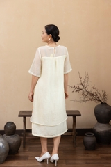 M Collection | Váy Đầm Trung Niên Tặng Mẹ Phom A Hai Lớp Cổ Tròn Tay Lỡ Chất Liệu Xốp Hàn Thêu Hoạ Tiết - D12311LW01