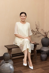 M Collection | Váy Đầm Trung Niên Tặng Mẹ Phom A Hai Lớp Cổ Tròn Tay Lỡ Chất Liệu Xốp Hàn Thêu Hoạ Tiết - D12311LW01