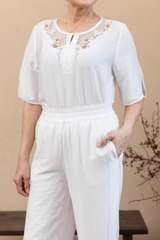 M Collection | Quần Trung Niên Tặng Mẹ Ống Suông Lưng Thun Lụa Hàn - Q12325LW01