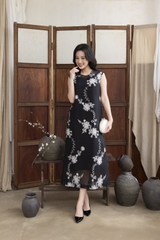 SWANLAKE | Váy Đầm Nữ Suông Maxi Xòe Sát Nách Vải Tơ Thêu Hoa Tiệc Công Sở Thanh Lịch D13283LW01