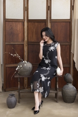 SWANLAKE | Váy Đầm Nữ Suông Maxi Xòe Sát Nách Vải Tơ Thêu Hoa Tiệc Công Sở Thanh Lịch D13283LW01