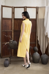 SWANLAKE | Váy Đầm Nữ Maxi Suông Sát Nách Cổ Sơ Mi Vải Linen Thêu Hoa Cao Cấp Đi Tiệc D13272LW01