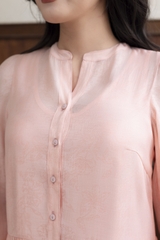 SWANLAKE | Váy Đầm Maxi Nữ Hai Lớp Rời Cổ Trụ Tay Dài Cài Nút Chất Tơ In Lót Lụa Hàn Đi Tiệc D12073LW10