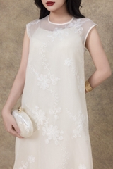 SWANLAKE | Váy Đầm Nữ Suông Maxi Xòe Sát Nách Vải Tơ Thêu Hoa Tiệc Công Sở Thanh Lịch D13283LW01