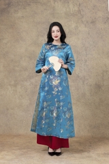 SWANLAKE | Áo Dài Cách Tân Nữ Phom Suông Cổ Tròn Tay Lỡ Chất Vải Lụa Gấm Hoa Cao Cấp Tết L13267LW01