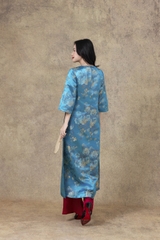 SWANLAKE | Áo Dài Cách Tân Nữ Phom Suông Cổ Tròn Tay Lỡ Chất Vải Lụa Gấm Hoa Cao Cấp Tết L13267LW01