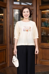 Áo Trung Niên Tơ Cotton Tay Lở Thêu Họa Tiết - A11564/1